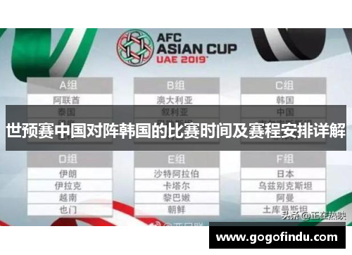 世预赛中国对阵韩国的比赛时间及赛程安排详解